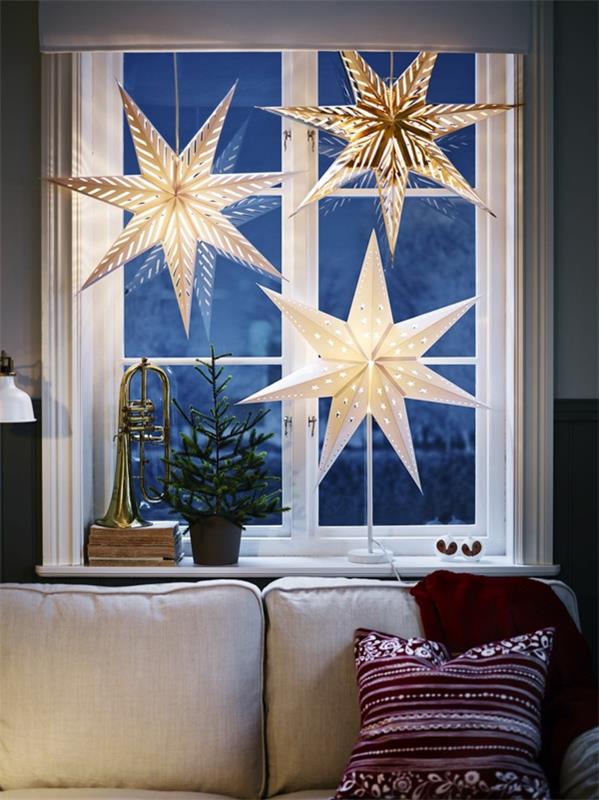 Ikkunakoristeet joulun loistaville tähdille