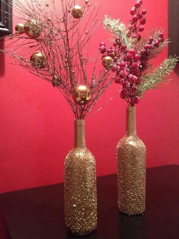 Pullon koristelu kullanvärisille joulupulloille