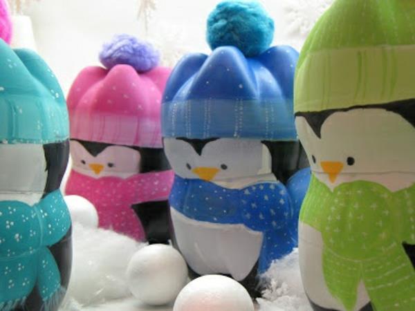 Pullon koristelu joulusuihku pingviini talvihatut