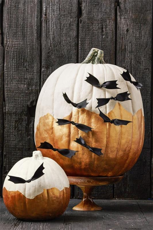 Lepakkomurha lasten kanssa Halloweeniin - 50 lumoavaa ideaa ja ohjeita kurpitsan koristeelliset nauhat kullanvärisiä