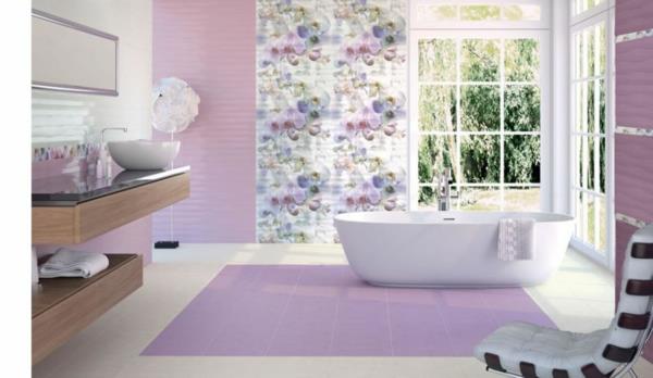 Laatta kylpyhuoneeseen violetti valkoinen ikkuna