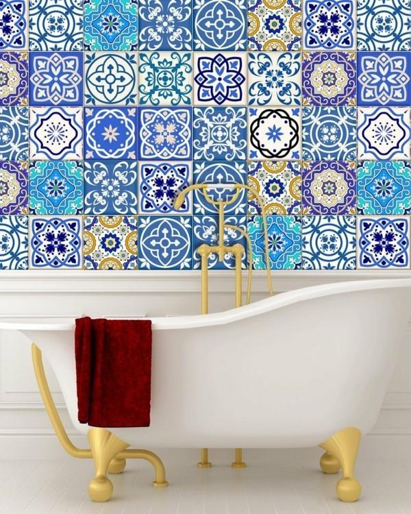 Laatta tarrat kylpyhuone laatta seinän kuvio sininen