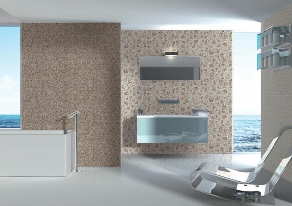 Kaakelisuunnittelu kylpyhuoneen kylpyhuoneessa kuvaa ruskeaa