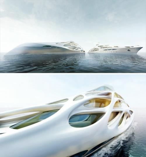 Fluid Zaha Hadid Yacht orgaaninen muotoilu