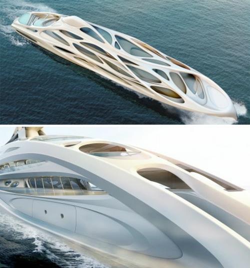 Nestemäinen Zaha Hadid Yacht orgaaninen muotoiluideoita