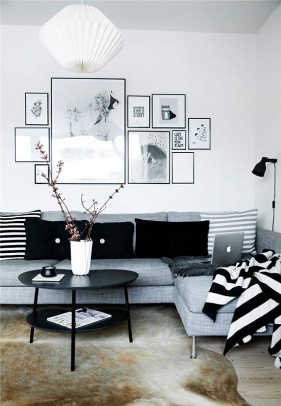Valokuvaseinä ideoita kuvakehys seinä koristella musta valkoinen
