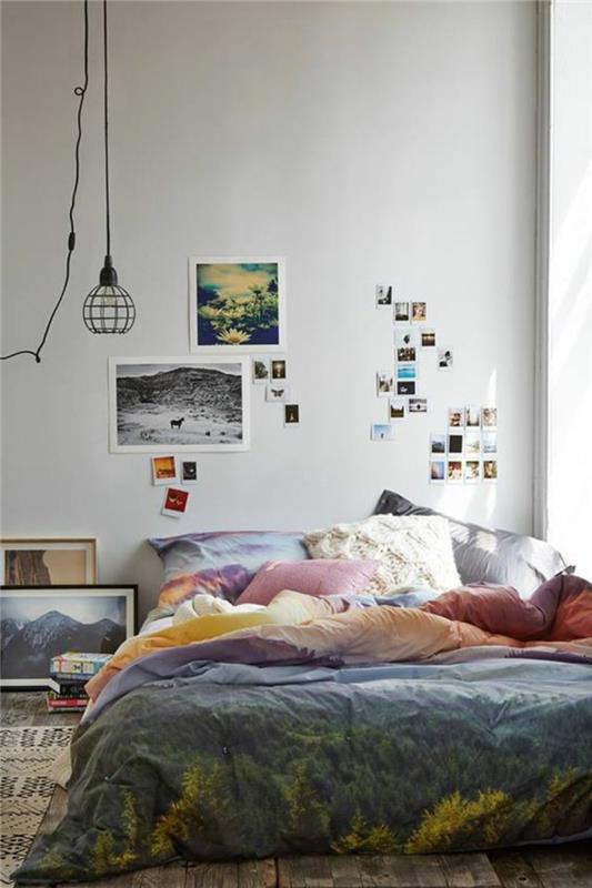 Valokuvaseinäideoita makuuhuoneen seinä koristele kuvakehys