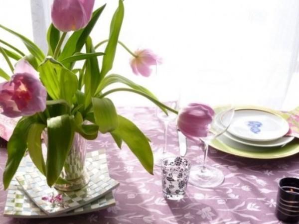 Kevätkoriste lasi - tarjotin lasi - tulppaani ideoita