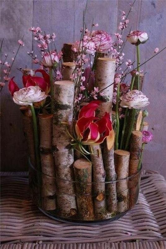 Tee kevään koristeita itse, tempaa luonnonmateriaaleja, ranunculus -puinen tikku