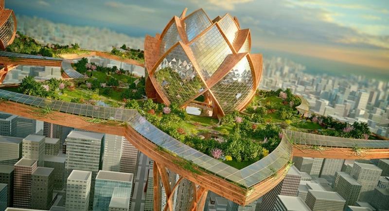 Rakenna futuristista arkkitehtuuria ja Live Cities-Sky