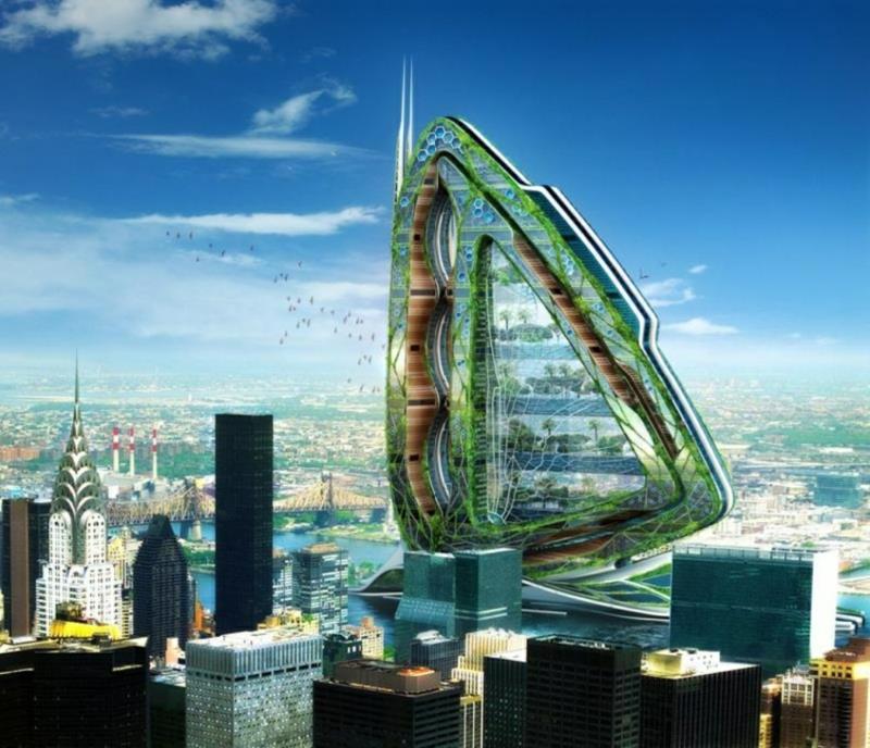 Futuristinen arkkitehtuuri rakentaa ja elää Dragonfly -pilvenpiirtäjä New Yorkissa