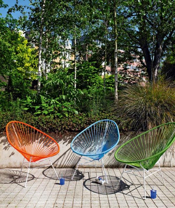 Tee puutarhan koristelu itse nojatuoli metalli oranssi sininen