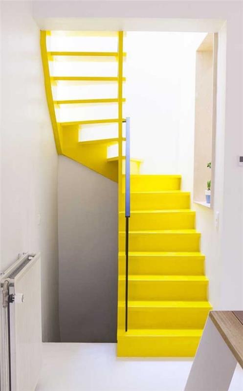 Keltainen väri sisustukseen - portaiden suunnittelu