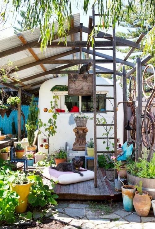 Suunnitteluideoita pienet puutarhat Relax-Zine Boho Style