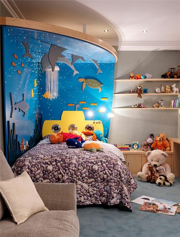 Suunnittele lastenhuoneen suunnittelu seinän suunnittelu kirjoituspöytä vaatekaappi matto akvaario