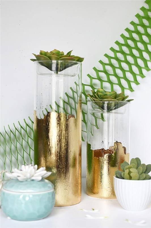 Lasimaljakoiden koristelu - ideoita ja ohjeita taiteellisesti lahjakkaille harrastajille korkeat maljakot kultalehtivalmistus