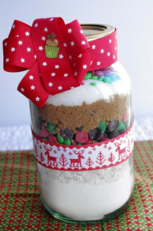 Halpoja sisustusideoita joululahjoiksi evästeet lasipurkki