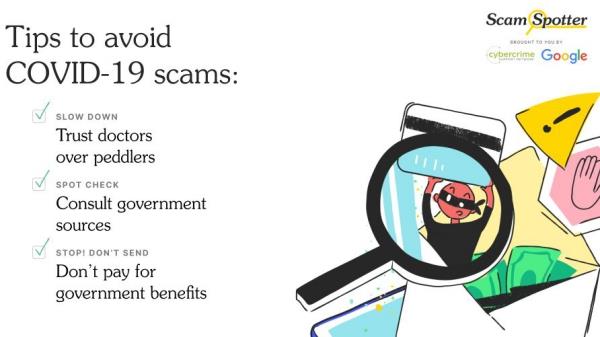 Google avaa uuden Scamspotter -verkkosivuston välttääkseen verkkohuijauksia koronaviruksen koronaviruksen kanssa