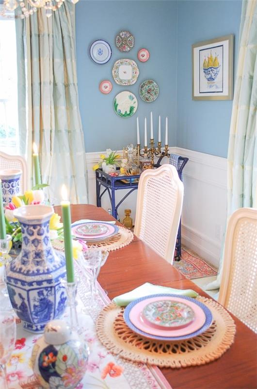 Grandmillennial Style - Tarkastelemme läheltä mummon tyylikkäitä värikkäitä ruokasalin astioita