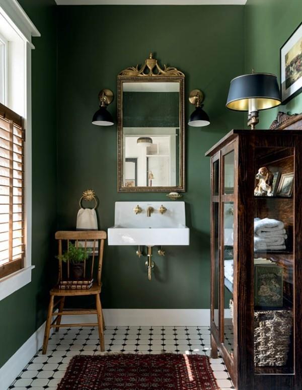 Tuo vihreä sävy kylpyhuoneen seinälle Draama Luo viihtyisyyttä