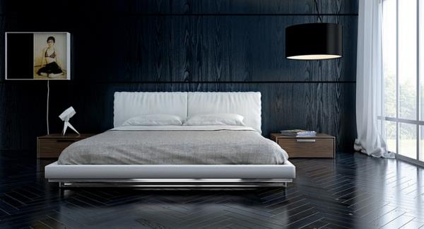 Suuret riippuvalaisimet makuuhuoneen minimalistiseen tyyliin
