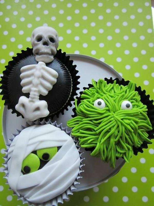 Kauhu Muffinsit Halloween -leivonnaiset vihreät Halloween -juhlat Reseptit Paista cupcakes