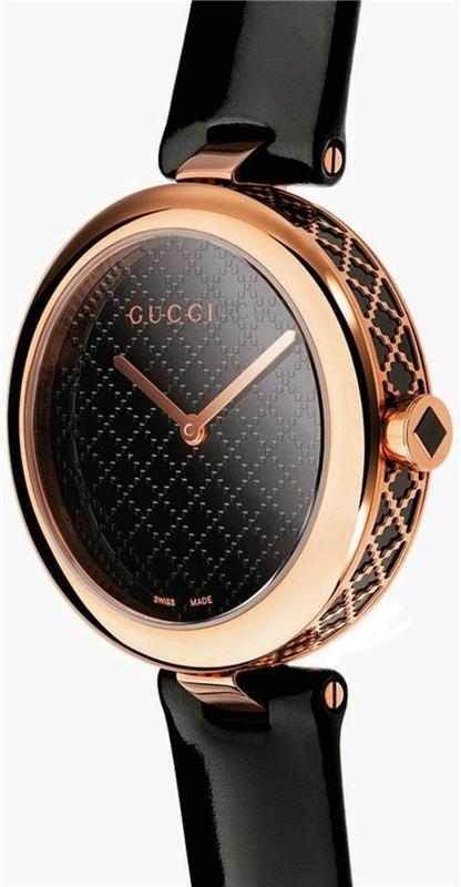 Gucci naisten kellot tyylikäs muotoilu nahka rannekello naisten musta