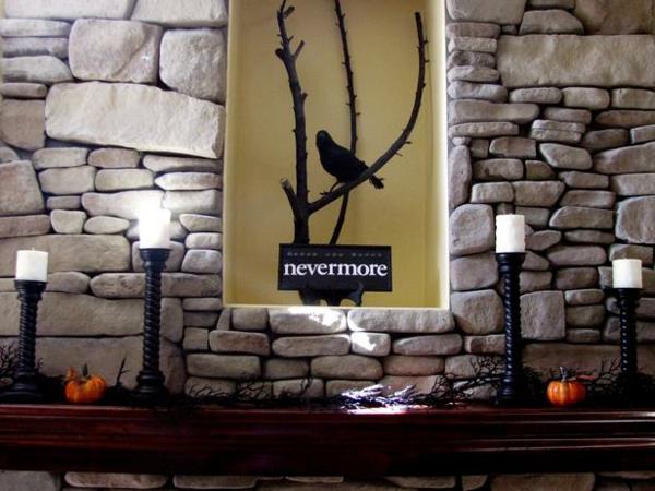 Halloween kiviseinä kynttilänjalka koristelu kammottava tumma