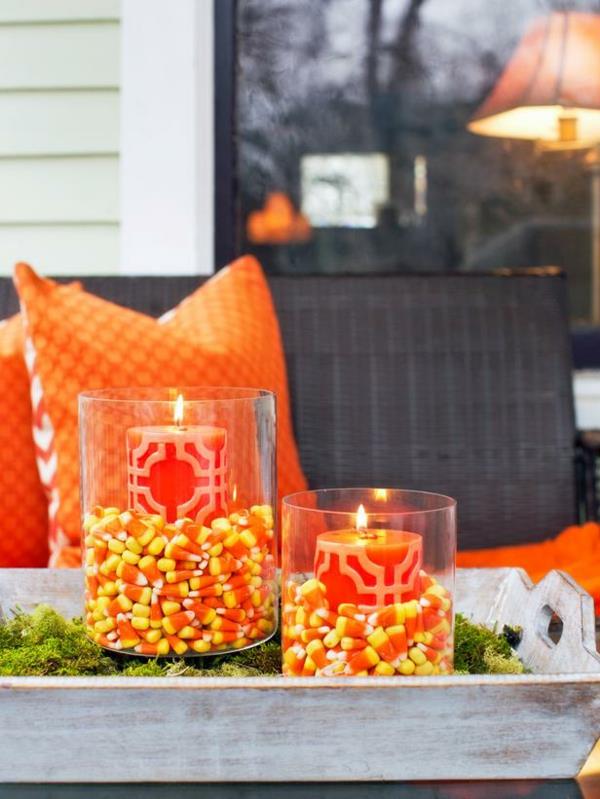 Halloween kangas sohva koristelu kynttilätyynyt oranssi