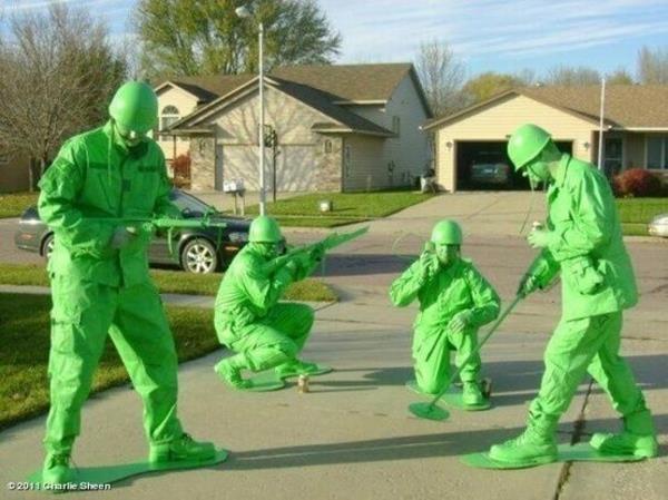 Halloween -miesten puvut vihreisiin sotilaisiin