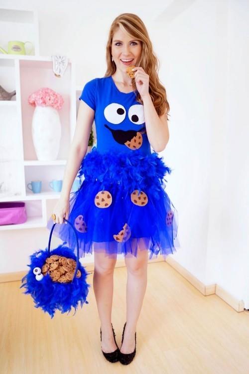 Halloween -asut Trick or Treat with cookies sininen mekko hauska kuviollinen