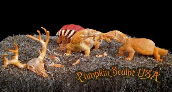 Halloween -kurpitsa -veistosmallit Jurassic Park -kurpitsa veistää Yhdysvallat