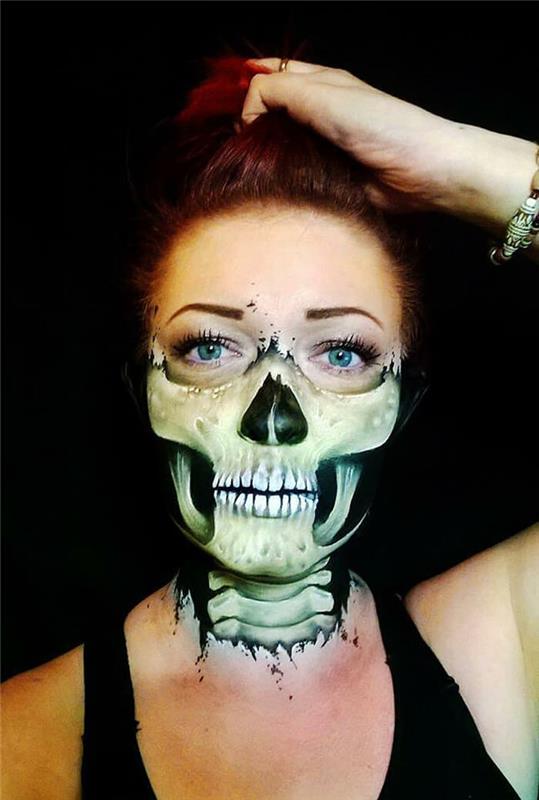 Halloween-meikki-ideoita Nikki Shelley puoliksi kasvomeikki
