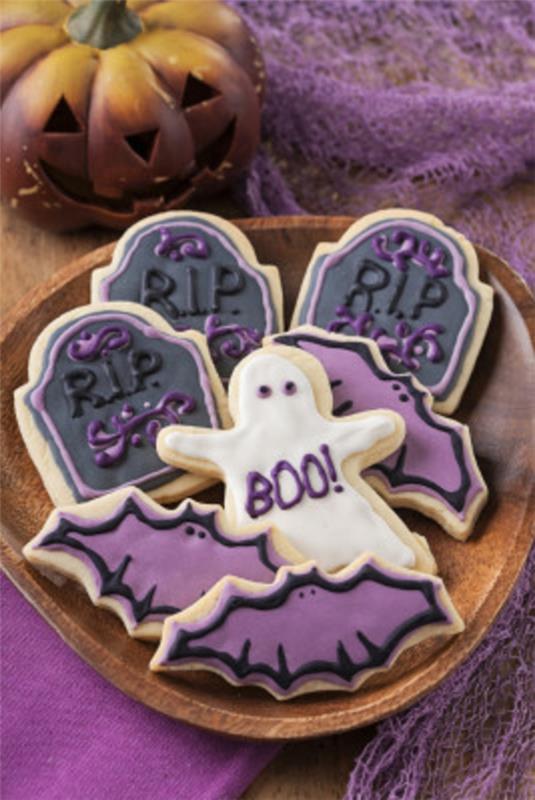 Halloween -juhlat violetit värit ruokakeksit