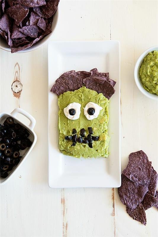 Halloween -välipalat lapsille runsas sormiruoka Frankenstein Monster