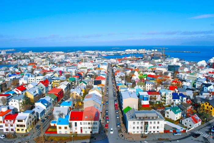 Pääkaupunki Islanti Reykjavík maamerkkejä lintuperspektiivistä