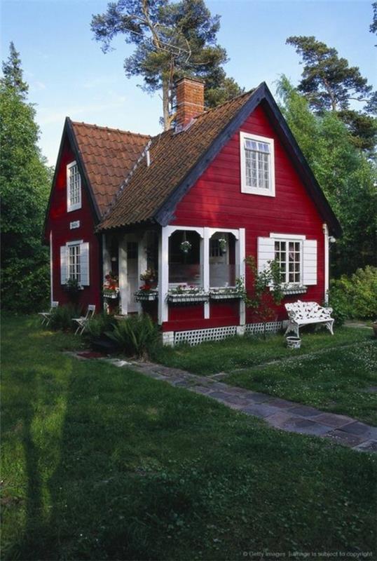 Talon maalaus väri punainen talo julkisivu maali väri ideoita