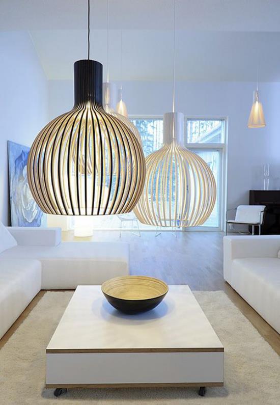 Riippuvalaisimet suuret valot sohvapöydän yläpuolella ovat välttämättömiä moderneissa sisätiloissa, puolipallon muotoisia