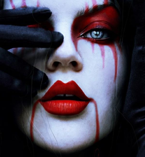 Kasvot maalaus kauhu kasvot halloween punaiset huulet