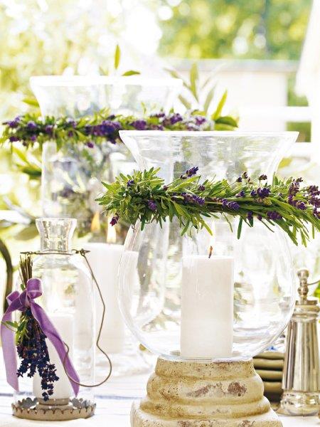Ideoita kodin sisustamiseen laventeli kynttilä maljakoita suunnittelu
