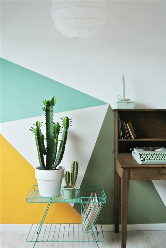 Ideoita luovaan seinän suunnitteluun värikkäillä kasveilla kaktus
