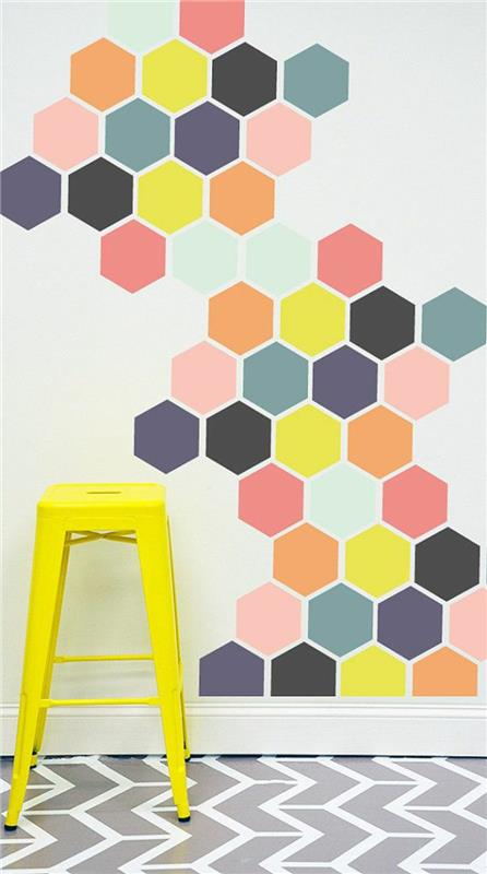 Ideoita luovaan seinän suunnitteluun geometrisilla värikuvioilla