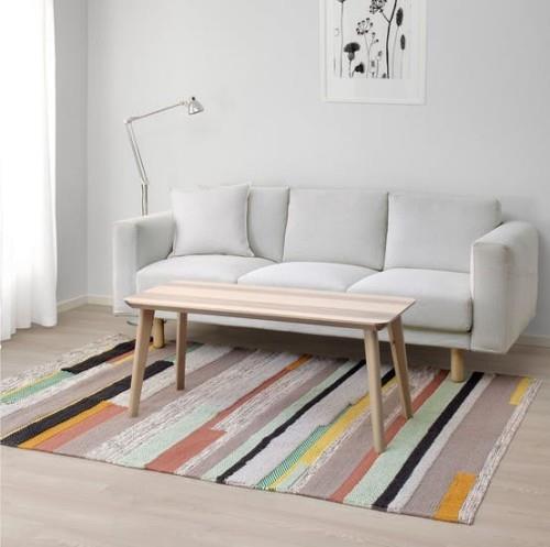 Ikean luettelo 2019 Brönden-matto käsin kudottu värikäs raidallinen matto