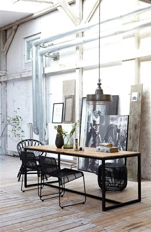 Teollinen tyyli huonekalut ruokasali teollinen lamppu ruokapöytä