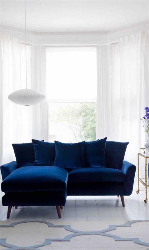 Sisustus tumman sininen idea sohva retro