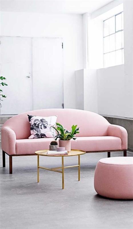 Sisätilojen sohva vaaleanpunainen naisellinen