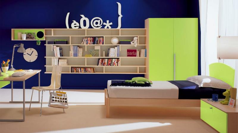 Nuorten huone ideoita nuorten huonekalut seinän väri sininen lasten huonekalut