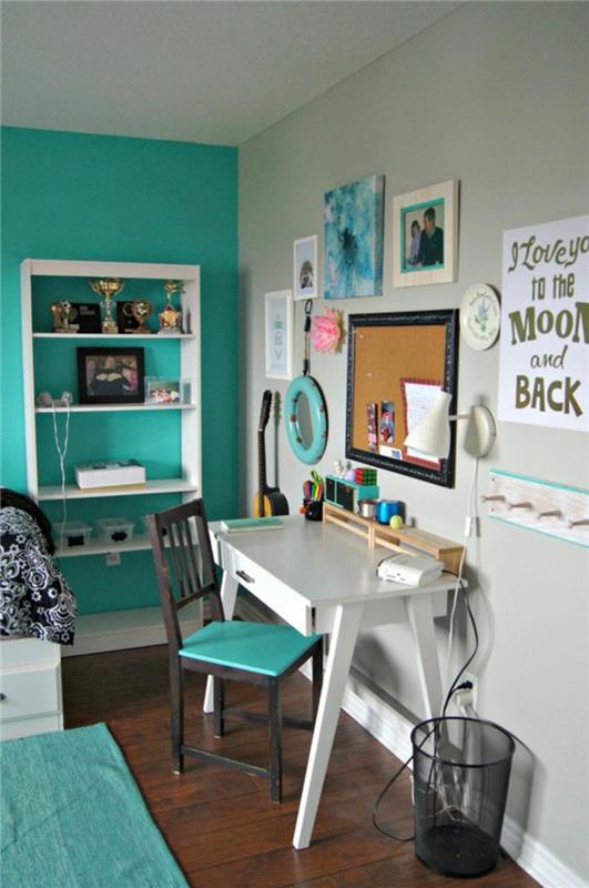 Nuorten huone ideoita nuorten huone huonekalut seinän väri turkoosi tyttöjen huone