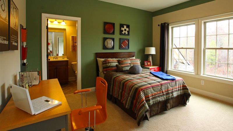 Nuorten huone ideoita nuorten huonekalut seinän väri vihreä