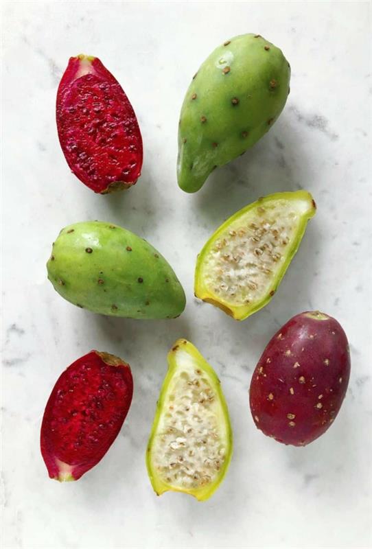 Viikuna päärynä syö kaktus hedelmiä eri värejä opuntia